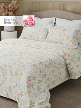 Nature Bouquet 100% Cotton 300 TC King Bedsheet with 2 Pillow Covers | Floral Fragrance Bedsheet Set