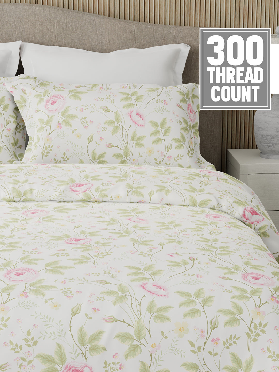 Nature Bouquet 100% Cotton 300 TC King Bedsheet with 2 Pillow Covers | Floral Fragrance Bedsheet Set