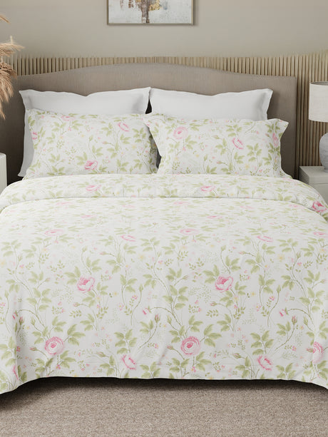 Nature Bouquet 100% Cotton 300 TC King Bedsheet with 2 Pillow Covers | Floral Fragrance Bedsheet Set