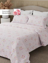 Nature Bouquet 100% Cotton 300 TC King Bedsheet with 2 Pillow Covers | Floral Fragrance Bedsheet Set