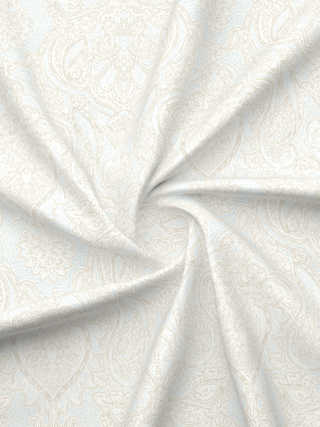 Cottage Garden 100% Cotton 300 TC Cream & Blue Ethnic Print King Bedsheet with 2 Pillow Covers - Perfect for Gifting