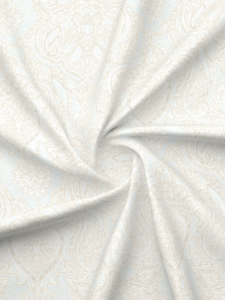 Cottage Garden 100% Cotton 300 TC Cream & Blue Ethnic Print King Bedsheet with 2 Pillow Covers - Perfect for Gifting