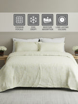 Cottage Garden 100% Cotton 300 TC Green & White Ethnic Print King Bedsheet with 2 Pillow Covers - Perfect for Gifting