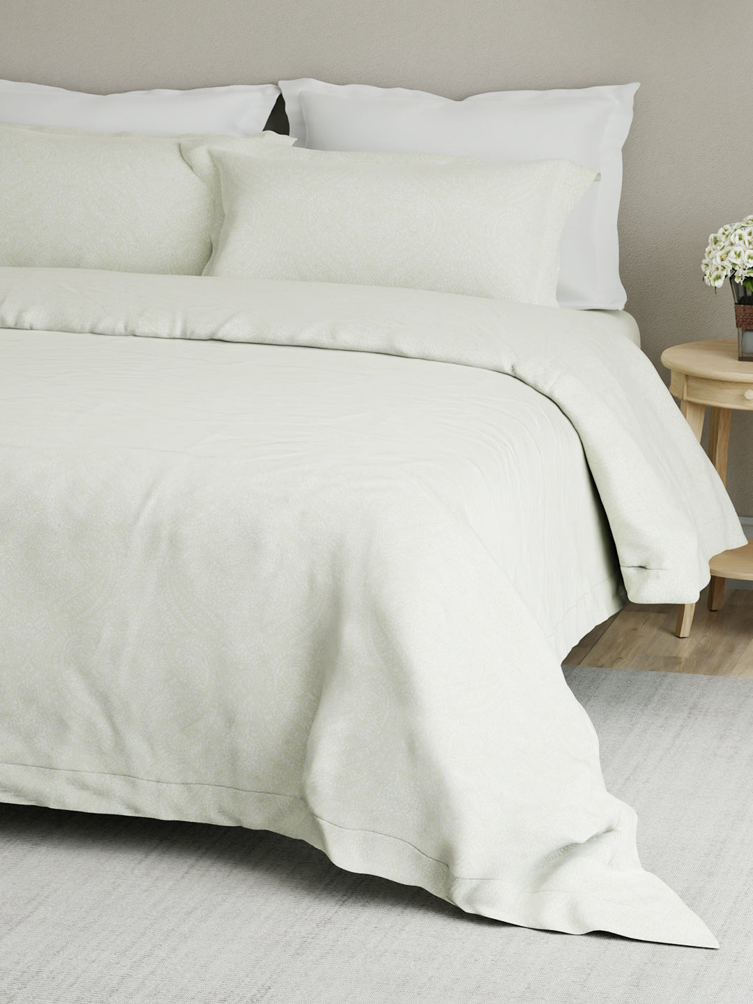 Cottage Garden 100% Cotton 300 TC White Ethnic Print King Bedsheet with 2 Pillow Covers - Perfect for Gifting