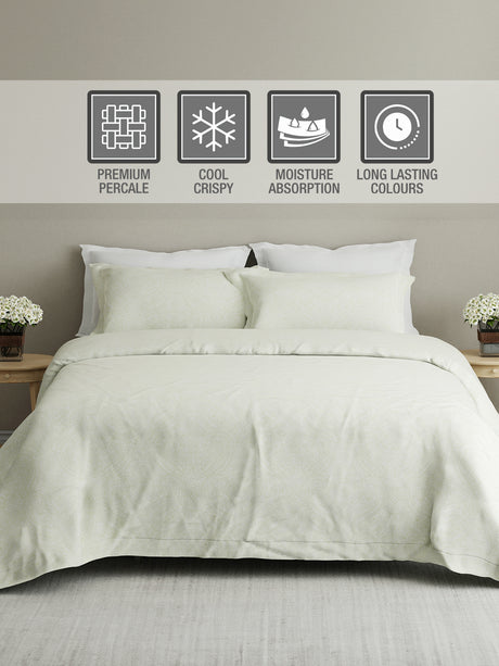 Cottage Garden 100% Cotton 300 TC White Ethnic Print King Bedsheet with 2 Pillow Covers - Perfect for Gifting
