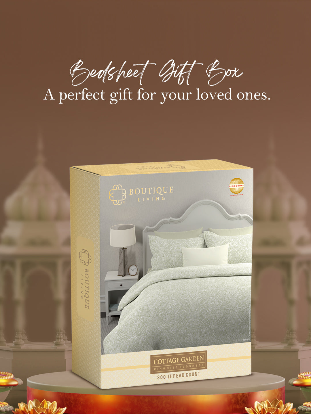 Cottage Garden 100% Cotton 300 TC White Ethnic Print King Bedsheet with 2 Pillow Covers - Perfect for Gifting
