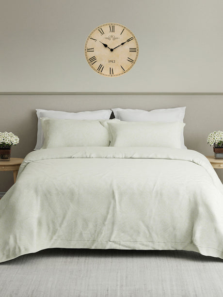 100% Cotton King Bedsheet Set, 300 TC White Ethnic Print - Perfect for Gifting, Cottage Garden