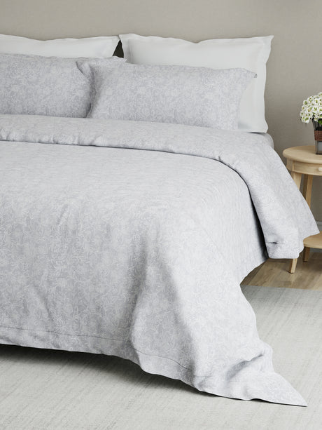 Cottage Garden 100% Cotton 300 TC Grey Floral King Bedsheet with 2 Pillow Covers - Perfect for Gifting