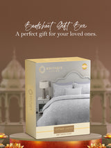 Cottage Garden 100% Cotton 300 TC Grey Floral King Bedsheet with 2 Pillow Covers - Perfect for Gifting