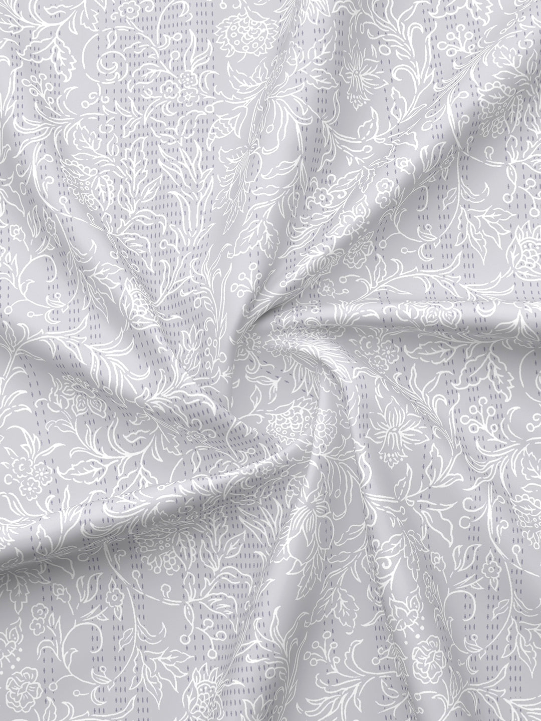 Cottage Garden 100% Cotton 300 TC Grey Floral King Bedsheet with 2 Pillow Covers - Perfect for Gifting