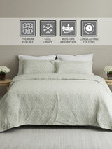 Cottage Garden 100% Cotton 300 TC Grey Ethnic Print King Bedsheet with 2 Pillow Covers - Perfect for Gifting