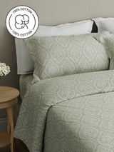 Cottage Garden 100% Cotton 300 TC Grey Ethnic Print King Bedsheet with 2 Pillow Covers - Perfect for Gifting