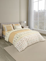 100% Cotton 800 TC King Bedsheet Set, Beige Digitally Printed, Platinum Pulse Collection, Meenakari Design Prints