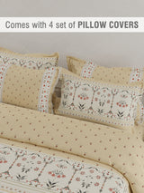 Platinum Pulse 100% Cotton 800 TC Beige Digital Meenakari Print King Bedsheet with 4 Pillow Covers