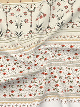 Platinum Pulse 100% Cotton 800 TC Beige Digital Meenakari Print King Bedsheet with 4 Pillow Covers