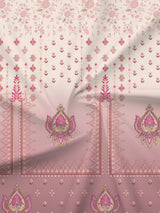 Gardenia Augusta 100% Cotton 300 TC Pink & White Digital Ethnic Print King Bedsheet with 2 Pillow Covers
