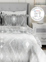 Gardenia Augusta 100% Cotton 300 TC Grey Digital Geometrical Print King Bedsheet with 2 Pillow Covers