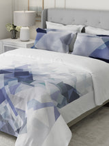 Gardenia Augusta 100% Cotton 300 TC Blue & Grey Digital Geometrical Print King Bedsheet with 2 Pillow Covers