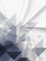 Gardenia Augusta 100% Cotton 300 TC Blue & Grey Digital Geometrical Print King Bedsheet with 2 Pillow Covers