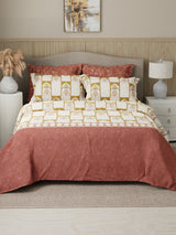 Royal Essence 100% Cotton 400 TC Multicolor Digital Ethnic Print King Bedsheet with 4 Pillow Covers