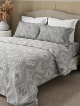 Embrace 100% Cotton 152 TC Grey Geometrical Print Double Bedsheet with 2 Pillow Covers