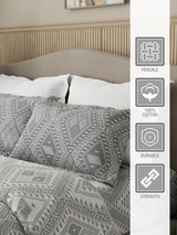 Embrace 100% Cotton 152 TC Grey Geometrical Print Double Bedsheet with 2 Pillow Covers