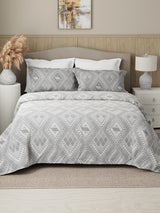 Embrace 100% Cotton 152 TC Grey Geometrical Print Double Bedsheet with 2 Pillow Covers