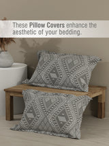 Embrace 100% Cotton 152 TC Grey Geometrical Print Double Bedsheet with 2 Pillow Covers