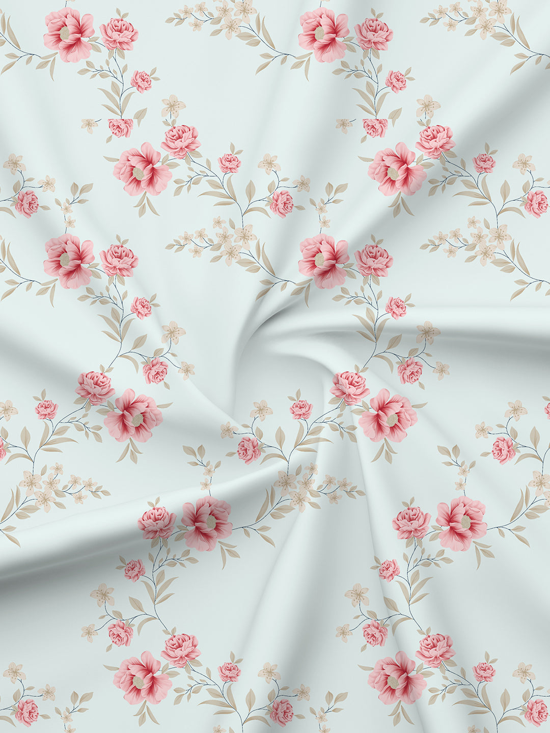 Embrace 100% Cotton 152 TC Blue & Pink Floral King Bedsheet with 2 Pillow Covers