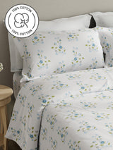 Embrace 100% Cotton 152 TC Purple Floral King Bedsheet with 2 Pillow Covers