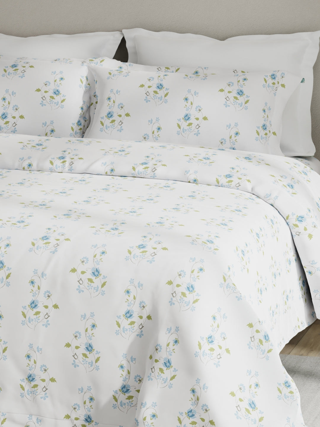Embrace 100% Cotton 152 TC Purple Floral King Bedsheet with 2 Pillow Covers