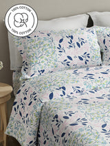 Embrace 100% Cotton 152 TC Blue & Pink Floral King Bedsheet with 2 Pillow Covers