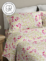 Embrace 100% Cotton 152 TC Pink & Yellow Floral King Bedsheet with 2 Pillow Covers