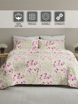 Embrace 100% Cotton 152 TC Pink & Yellow Floral King Bedsheet with 2 Pillow Covers