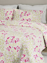 Embrace 100% Cotton 152 TC Pink & Yellow Floral King Bedsheet with 2 Pillow Covers