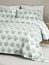 Embrace 100% Cotton 152 TC Green Floral King Bedsheet with 2 Pillow Covers