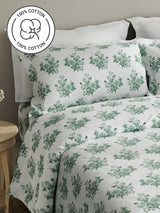 Embrace 100% Cotton 152 TC Green Floral King Bedsheet with 2 Pillow Covers