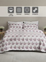 Embrace 100% Cotton 152 TC Grey Floral King Bedsheet with 2 Pillow Covers