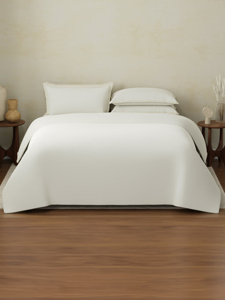 100% Cotton, 400 TC | King Size Bedding Set| 1 Bedsheet with 1 Duvet Cover & 4 Pillow Covers | Cotton Charm Collection - White