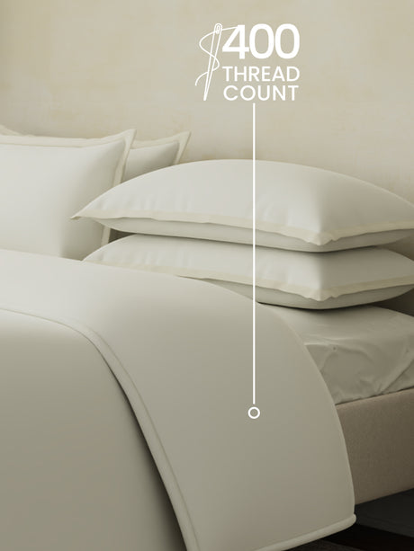 100% Cotton, 400 TC | King Size Bedding Set| 1 Bedsheet with 1 Duvet Cover & 4 Pillow Covers | Cotton Charm Collection - White