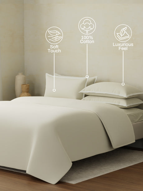 100% Cotton, 400 TC | King Size Bedding Set| 1 Bedsheet with 1 Duvet Cover & 4 Pillow Covers | Cotton Charm Collection - Grey