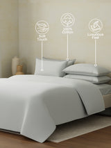 100% Cotton 400 TC King Size Bedding Set, 1 Bedsheet with 1 Duvet Cover & 4 Pillow Covers, Cotton Charm Collection (Blue)
