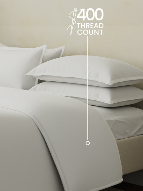100% Cotton, 400 TC | King Size Bedding Set| 1 Bedsheet with 1 Duvet Cover & 4 Pillow Covers | Cotton Charm Collection - White