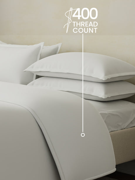 100% Cotton, 400 TC | King Size Bedding Set| 1 Bedsheet with 1 Duvet Cover & 4 Pillow Covers | Cotton Charm Collection - White