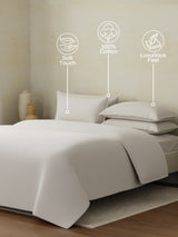 100% Cotton 400 TC King Size Bedding Set, 1 Bedsheet with 1 Duvet Cover & 4 Pillow Covers, Cotton Charm Collection (Grey)