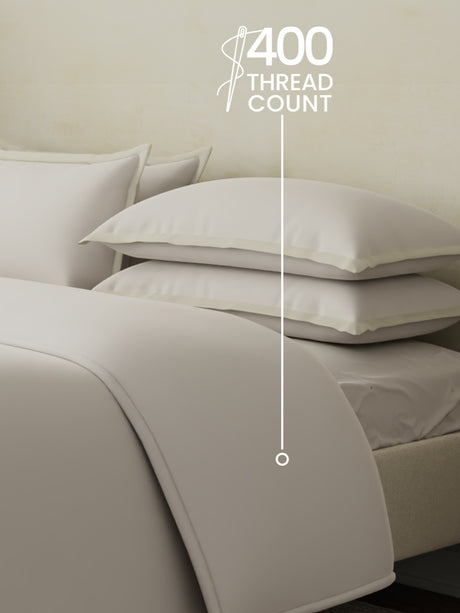 100% Cotton, 400 TC | King Size | 1 Bedsheet with 1 Duvet Cover & 4 Pillow Covers | Cotton Charm Collection Bedding Set - Grey