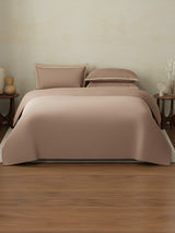 100% Cotton 400 TC King Size Bedding Set, 1 Bedsheet with 1 Duvet Cover & 4 Pillow Covers, Cotton Charm Collection (Brown)