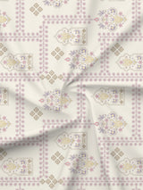 Valatia 100% Cotton 200 TC Karigari Printed Double Bedsheet with 2 Pillow Covers - Dark Pink & White