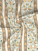 Valatia 100% Cotton 200 TC Karigari Printed Double Bedsheet with 2 Pillow Covers - Yellow & White