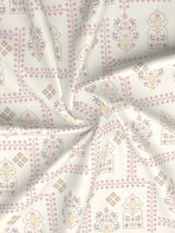 100% Cotton 200 TC Karigari Printed Single Bedsheet with 1 Pillow Cover - Dark Pink & White - Valatia